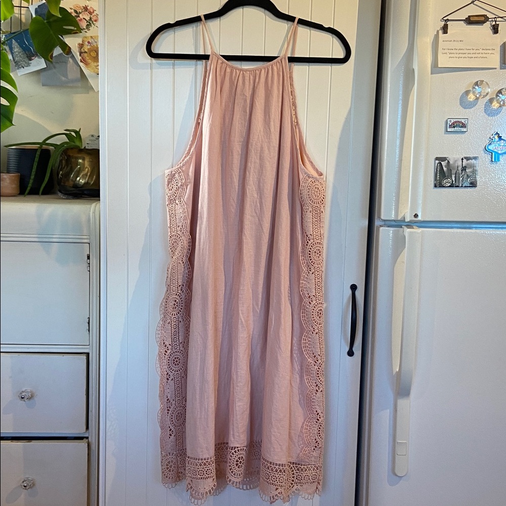 GAP linen blend broderie anglaise high neck sundress XL TALL - Picture 2 of 10